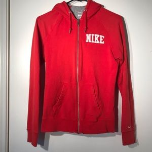 Nike Red Zip Hoodie - Size Medium